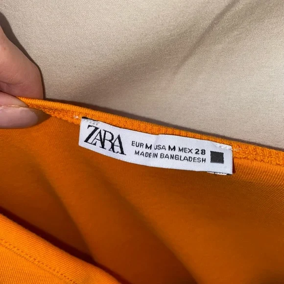 Orange ZARA ruched mini dress - Picture 7 of 7